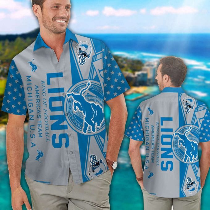 Detroit Lions Tropical Aloha Hawaiian Shirt Set For Men &Amp; Women 2