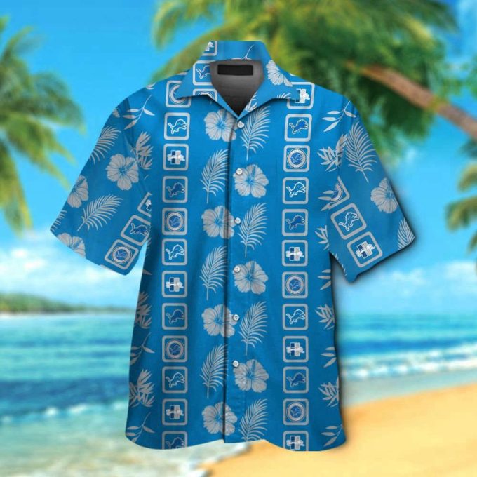 Detroit Lions Tropical Aloha Hawaiian Shirt Set For Men &Amp; Women - Short Sleeve Button Up 2