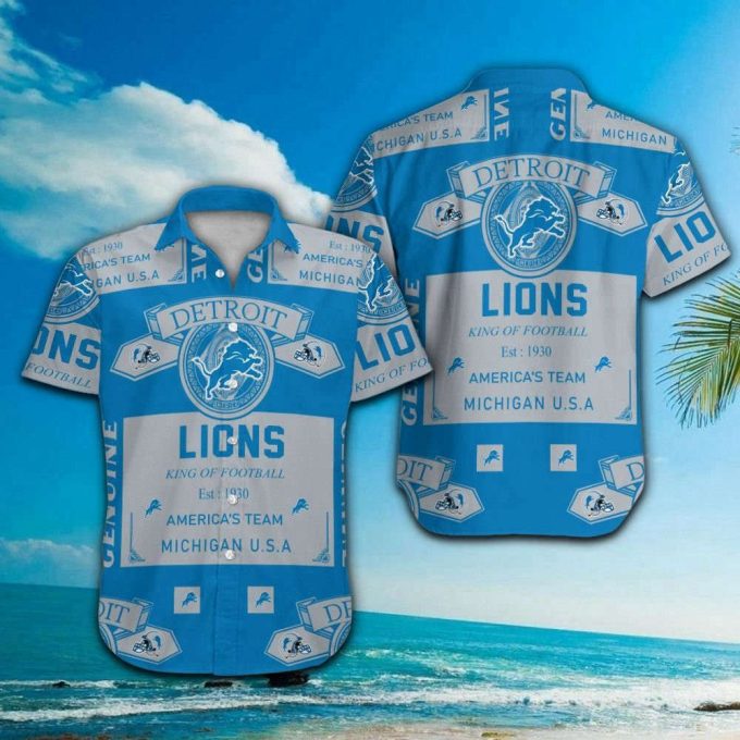 Detroit Lions Tropical Aloha Hawaiian Shirt Set - Men S &Amp; Women S Short Sleeve Button Up 2