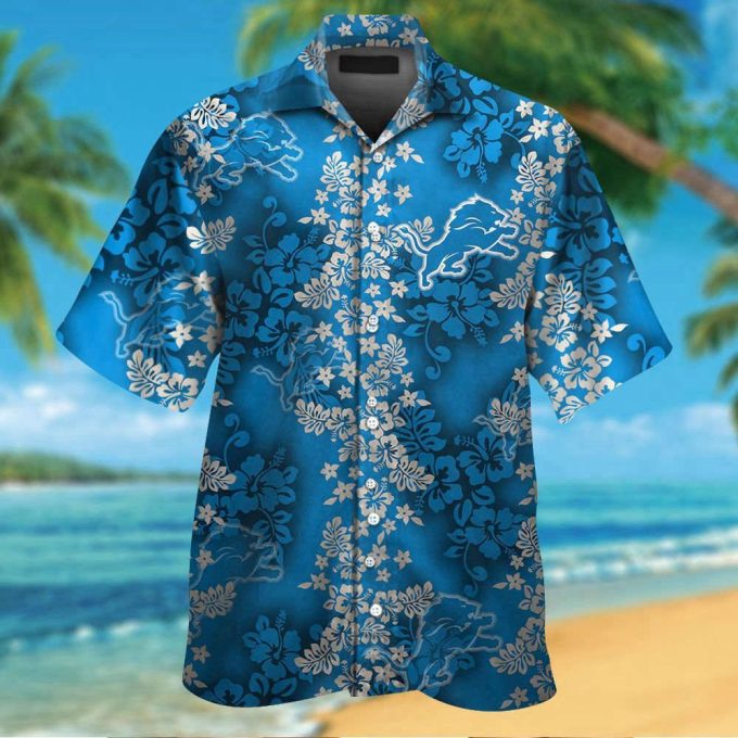 Detroit Lions Tropical Aloha Hawaiian Shirt Set: Men &Amp; Women S Short Sleeve Button Up 2