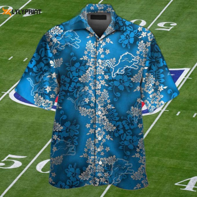 Detroit Lions Tropical Aloha Hawaiian Shirt Set: Men &Amp;Amp; Women S Short Sleeve Button Up 1