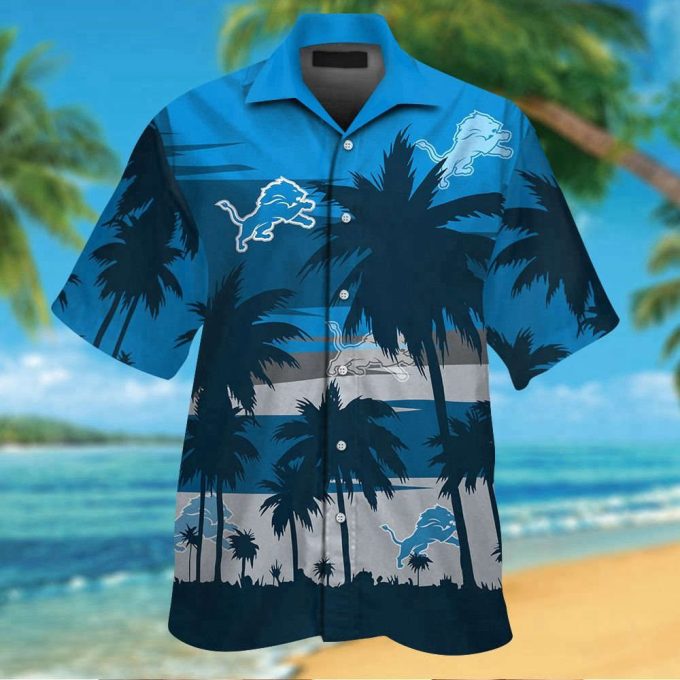 Detroit Lions Tropical Aloha Hawaiian Shirt Set - Men &Amp; Women Short Sleeve Button Up 2
