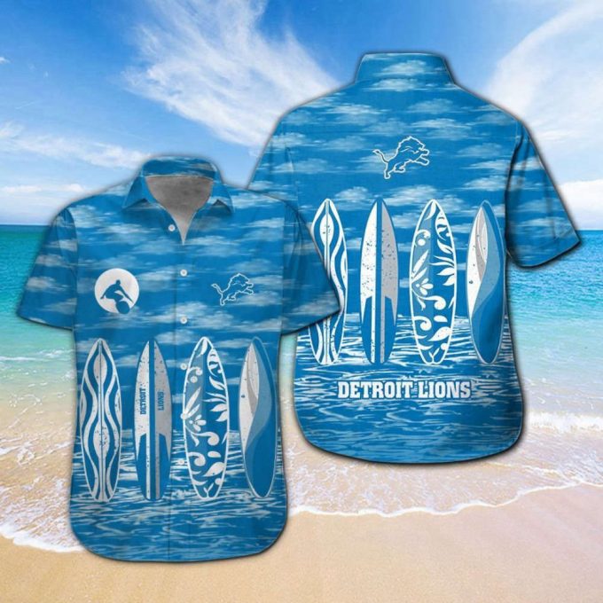 Detroit Lions Tropical Aloha Hawaiian Shirt Set - Short Sleeve Button Up For Men &Amp; Women 2