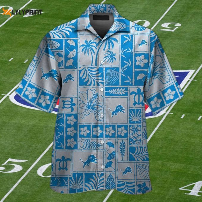 Detroit Lions Tropical Aloha Hawaiian Shirt Set - Unisex Short Sleeve Button Up 1