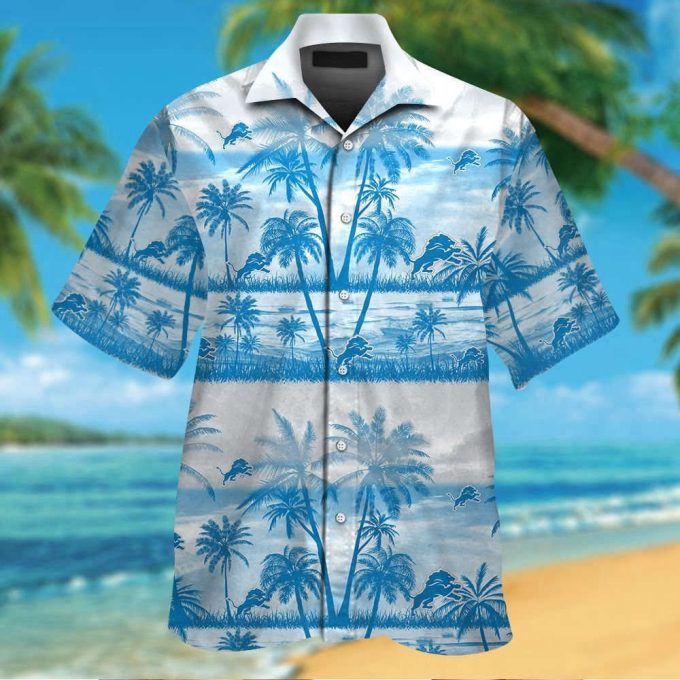 Detroit Lions Tropical Aloha Hawaiian Shirt Set - Unisex Short Sleeve Button Up Size 9 2