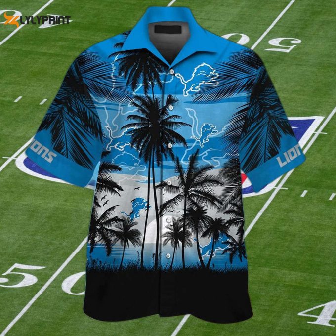 Detroit Lions Tropical Hawaiian Shirt Set - Short Sleeve Button Up For Men Women &Amp;Amp; 1