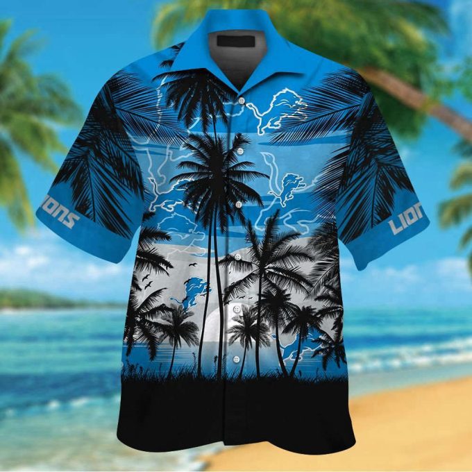 Detroit Lions Tropical Hawaiian Shirt Set - Short Sleeve Button Up For Men Women &Amp; 2
