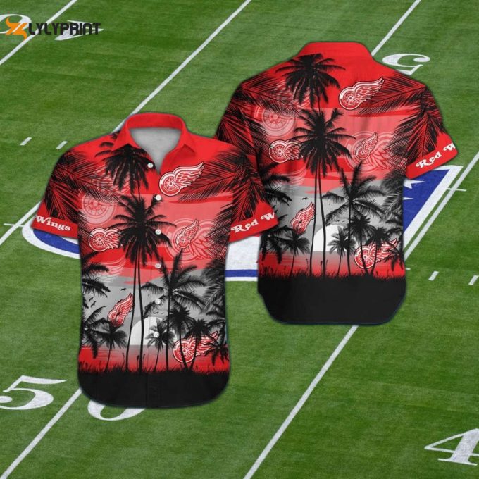 Detroit Red Wings Hawaiian Shirt Set - Tropical Aloha Short Sleeve Button Up For Men Women &Amp;Amp; 1