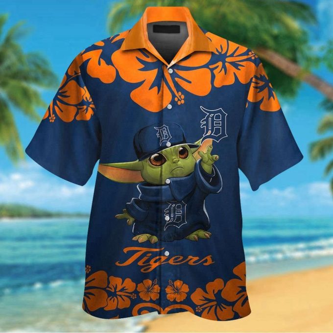 Detroit Tigers Baby Yoda Hawaiian Shirt Set – Stylish Short Sleeve Button Up For Men Women Kids 2