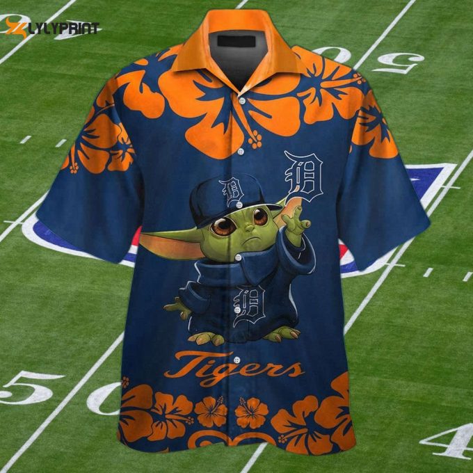 Detroit Tigers Baby Yoda Hawaiian Shirt Set – Stylish Short Sleeve Button Up For Men Women Kids 1
