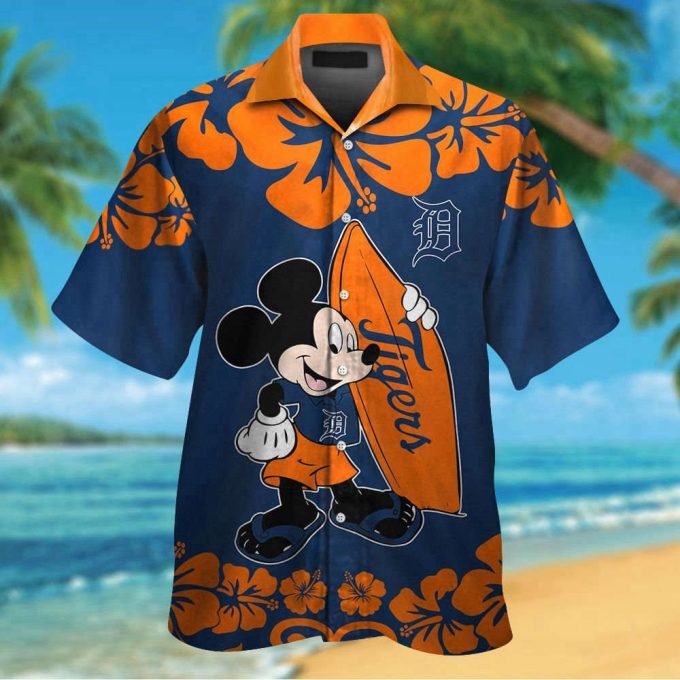 Detroit Tigers Tropical Aloha Hawaiian Shirt Set - Mickey Mouse Short Sleeve For Men Women &Amp; Kids 2