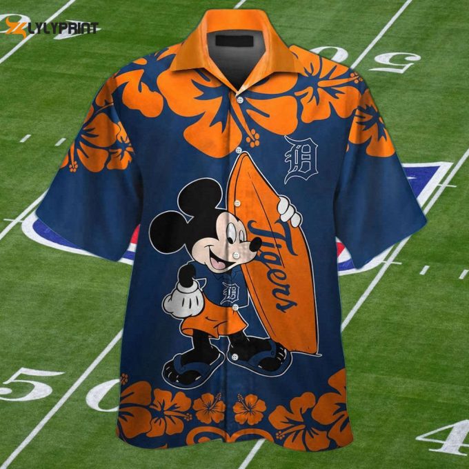 Detroit Tigers Tropical Aloha Hawaiian Shirt Set - Mickey Mouse Short Sleeve For Men Women &Amp;Amp; Kids 1