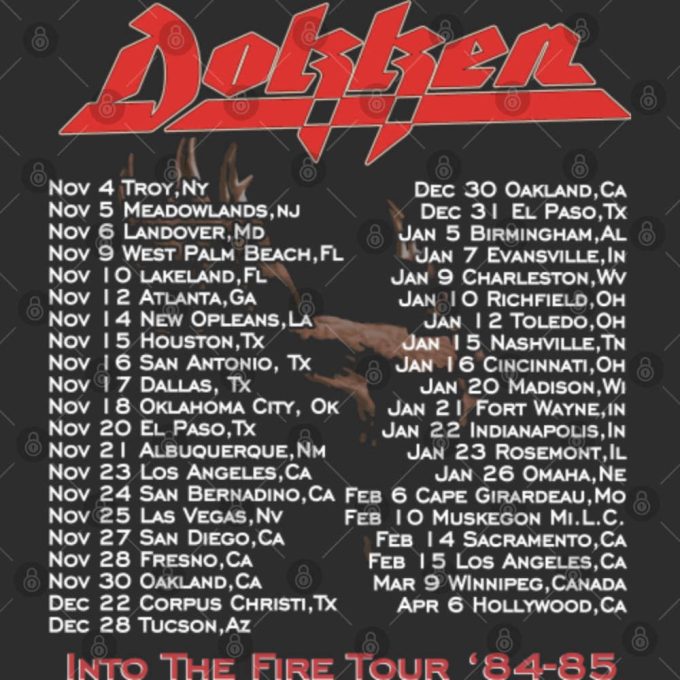 Dokken Tooth And Nail Into The Fire Tour '84-85 T-Shirt, Dokken Tour 1984 T-Shirt 6