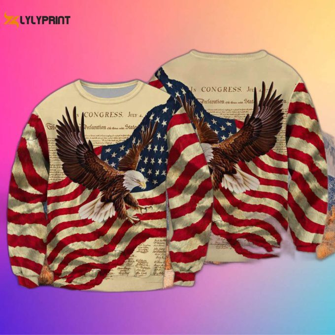 Eagles American Flag 14Th Of July Patriotic Crewneck Sweatshirt - Unisex Ht9768 1