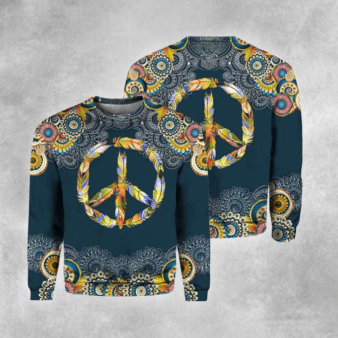 Feather Peace Sign Crewneck Sweatshirt - Unisex Ht4098: Stylish Comfort For Men &Amp; Women 2