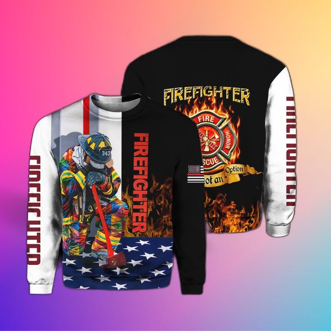 Firefighter Flag Crewneck Sweatshirt For Men &Amp;Amp; Women Ho1355