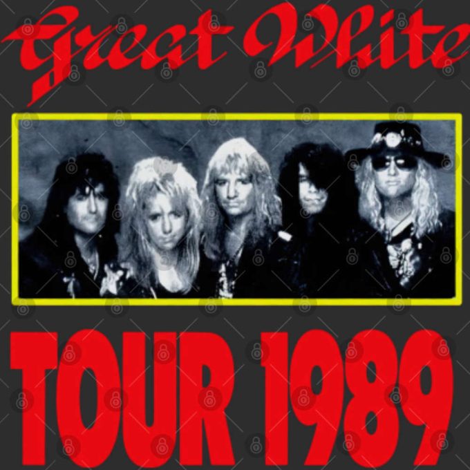 Great White Band Tour Event T-Shirt, Vintage 1989 Great White Hard Rock Band 5