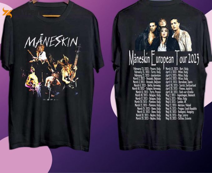 Maneskin Europe Tour 2023 Dates Merch, Maneskin Concert 2023 Setlist Shirt 1