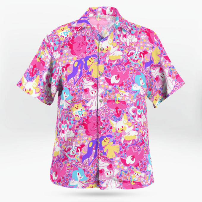 Playful Pink Pokemon Hawaiian Shirt: Vibrant &Amp; Fun Pokémon Print For Summer 3