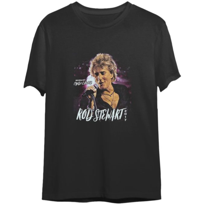 Rod Stewart With Special Guest Cyndi Lauper Tour 2017 Black T-Shirt Vintage 2000S Fruit Of The Loom, 3