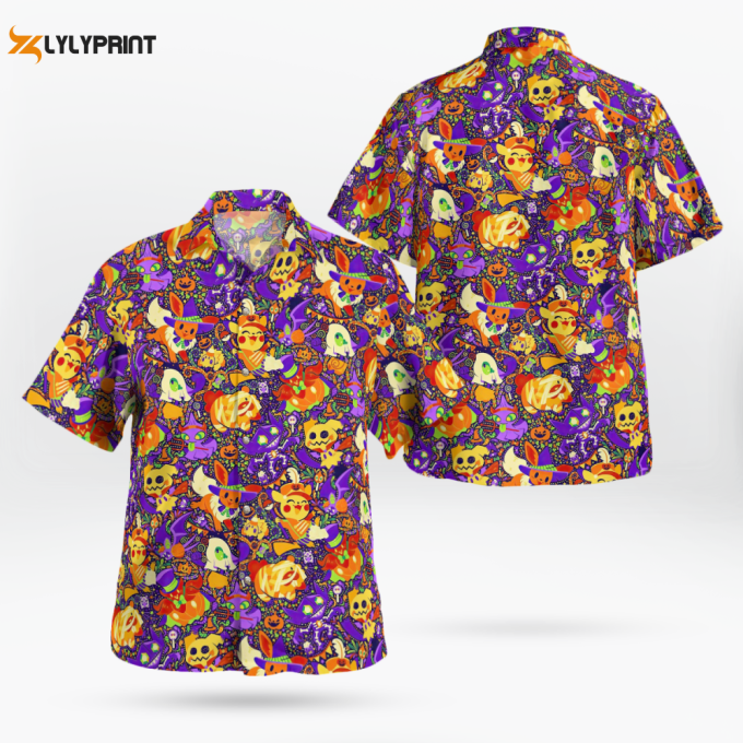 Spooky Pokemon Hawaiian Shirt: Perfect Halloween Attire! 1