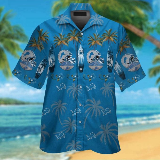 Stylish Detroit Lions Aloha Shirt Set - Short Sleeve Button-Up For Men &Amp; Women 2