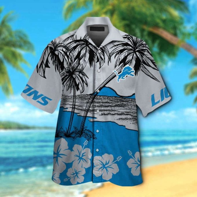 Stylish Detroit Lions Hawaiian Shirt Set - Men &Amp; Women - Short Sleeve Button Up - Tropical Aloha Design 2