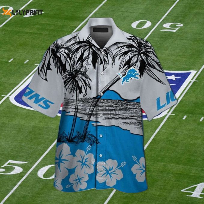 Stylish Detroit Lions Hawaiian Shirt Set - Men &Amp;Amp; Women - Short Sleeve Button Up - Tropical Aloha Design 1