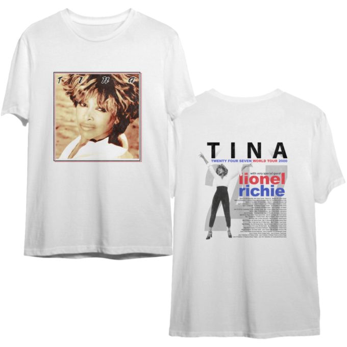 Tina Turner 2000 Twenty Four Seven World Tour With Lionel Richie White Concert T Shirt 2