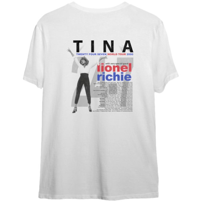 Tina Turner 2000 Twenty Four Seven World Tour With Lionel Richie White Concert T Shirt 4