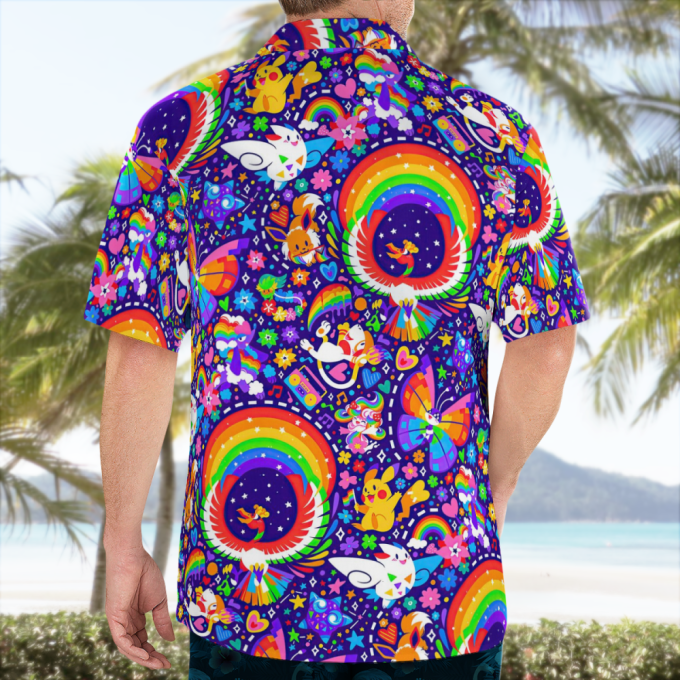 Vibrant Multicolor Pokemon Hawaiian Shirt - Catch Em All In Style! 2