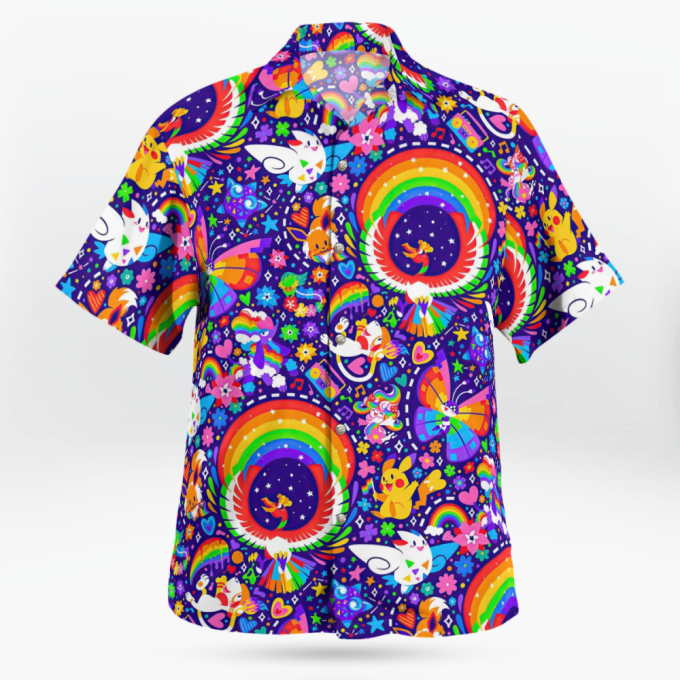 Vibrant Multicolor Pokemon Hawaiian Shirt - Catch Em All In Style! 3