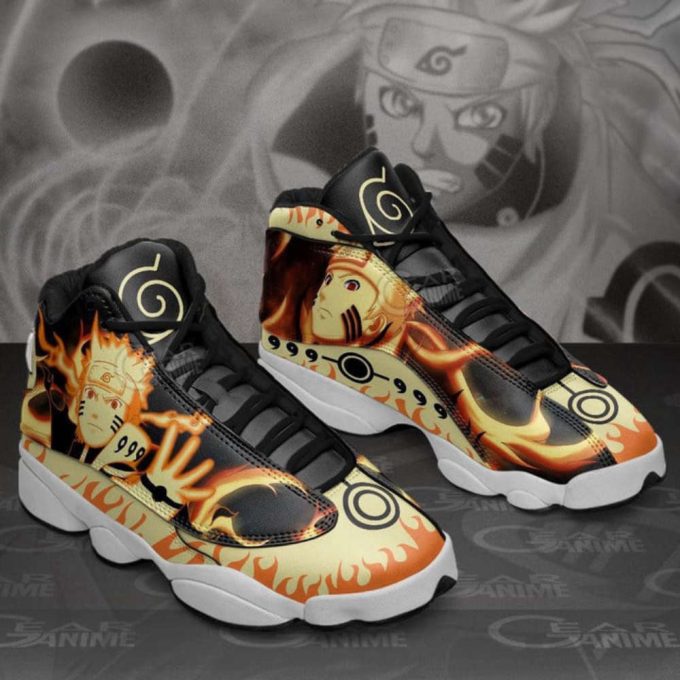 Naruto Kurama Mode Jd13 Sneakers Naruto Custom Anime Shoes For Lover Air Jordan 13 Shoes Men And Women 2