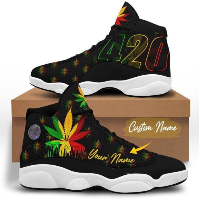 Custom Name Native Weed Shoes Sneaker For Lover Air Jordan 13 Shoes Men And Women 1