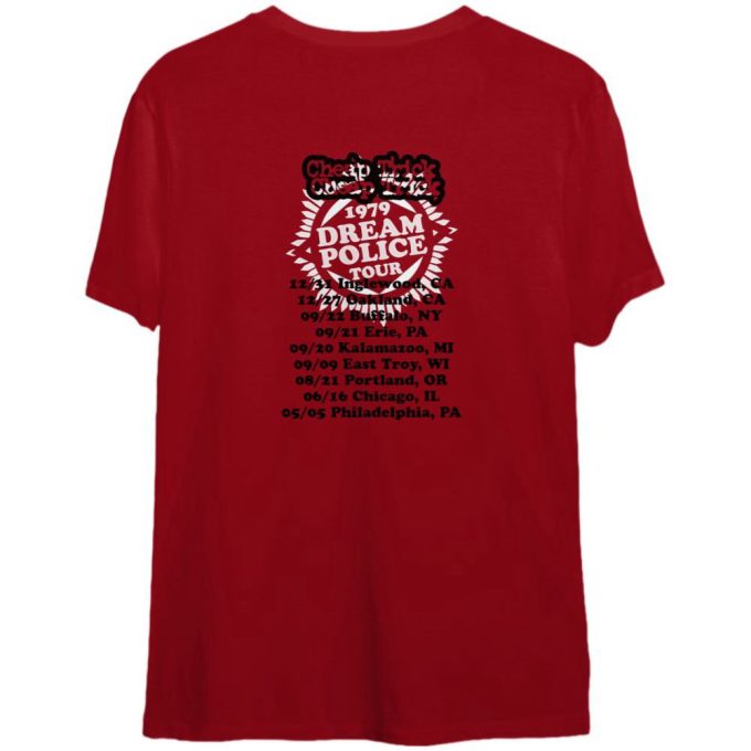 Shop Cheap Trick Dream Police Tour T-Shirt - Red Heather Adult Tee 2