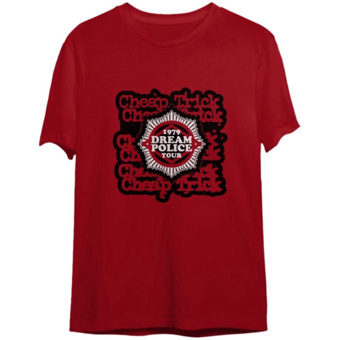 Shop Cheap Trick Dream Police Tour T-Shirt - Red Heather Adult Tee 1