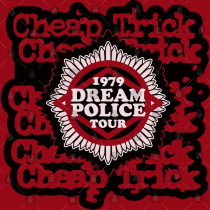 Shop Cheap Trick Dream Police Tour T-Shirt - Red Heather Adult Tee 3