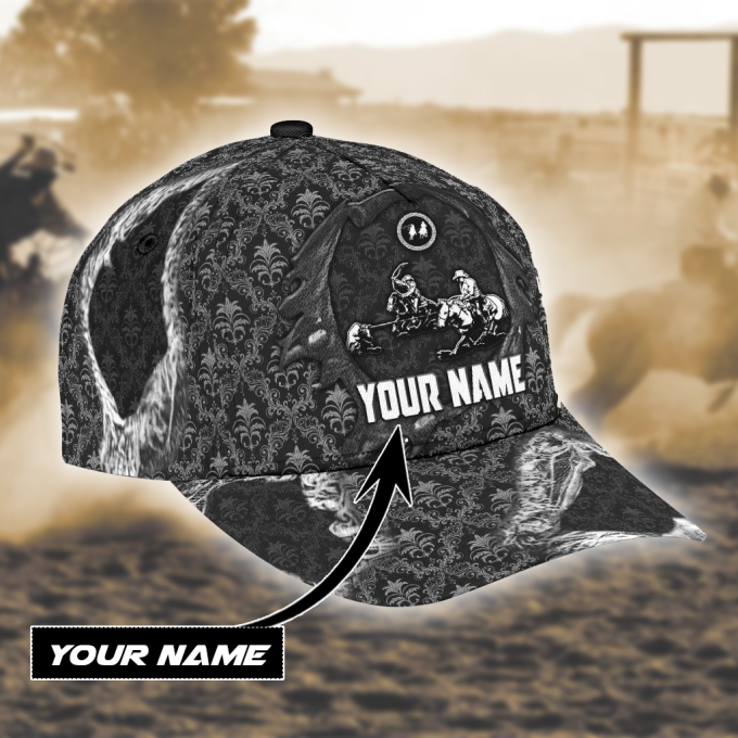 Personalized Name Bull Riding Classic Cap Team Roping Black Printed Baseball Cap Gift 2