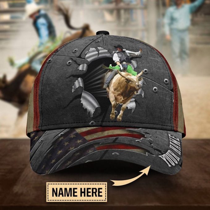 Personalized Name Bull Riding Classic Cap Jump On 2