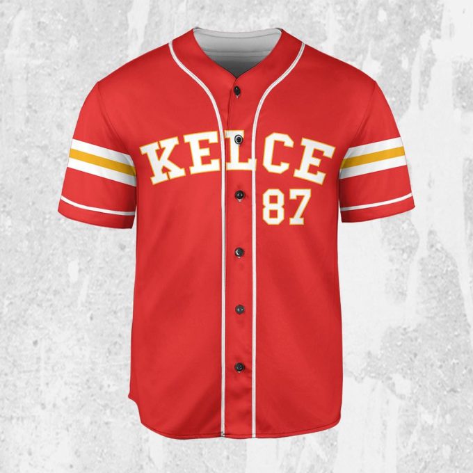 Personalize Travis Kelce Baseball Jersey Red Jersey 1