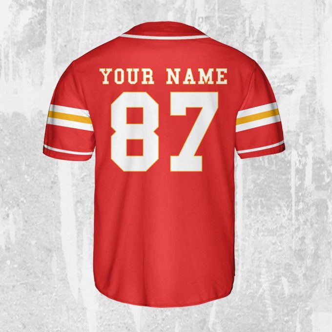 Personalize Travis Kelce Baseball Jersey Red Jersey 2