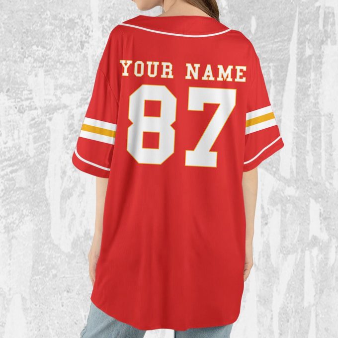 Personalize Travis Kelce Baseball Jersey Red Jersey 4