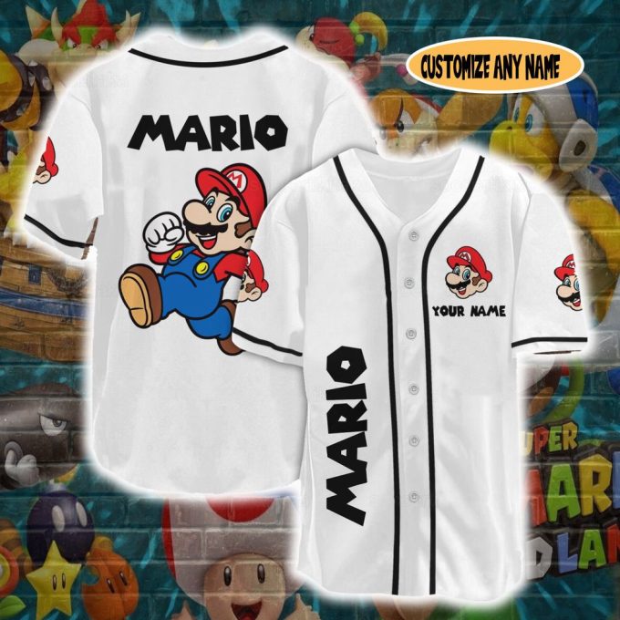 Super Mario Shirt, Super Mario Baseball Jersey, Mario Jersey Shirt 5