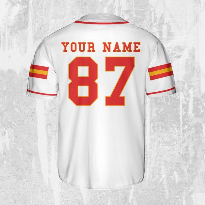 Personalize Travis Kelce Baseball Jersey White Jersey 2