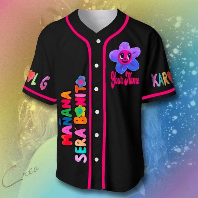 Black Karol G Pink Glitter Maana Ser Bonito Bichota Season New Album By Karol G 2023 Adult Baseball Jersey, Karol G 2023 1