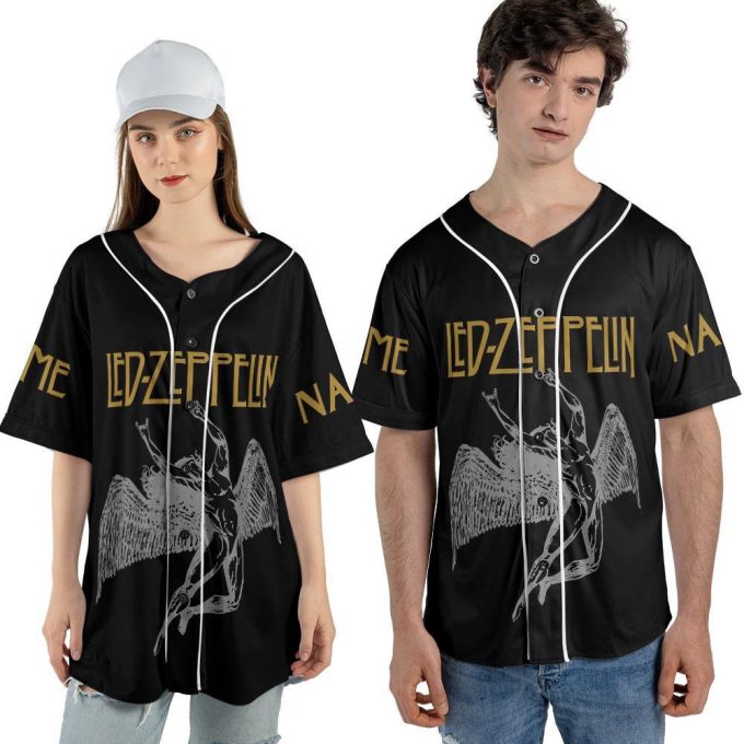 Custom Name Led Zpelin Rock Band Baseball Jersey 4