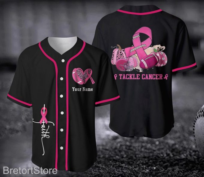 Custom Name Breast Cancer Baseball Jersey For Men Women 3