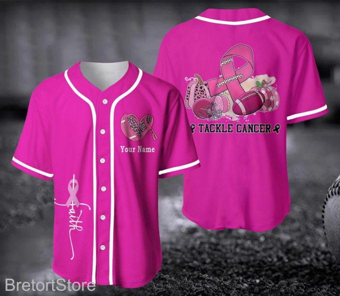 Custom Name Breast Cancer Baseball Jersey For Men Women 2
