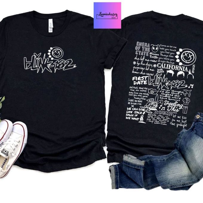 182 The World Tour 2023 Shirt, World Tour T-Shirt, Retro Blink Shirt, Blink Smile 182 Shirt, Link 182 Lyric Album Song 5