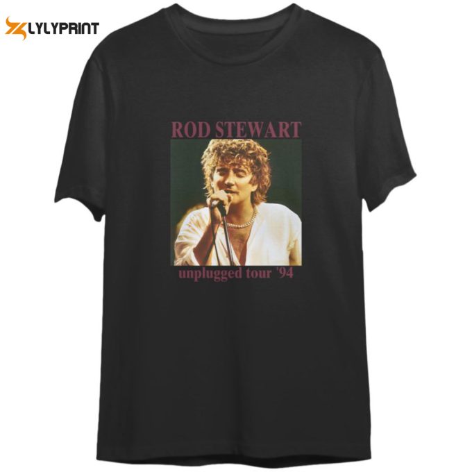 1994 Rod Stewart Unplugged And Seated Tour T-Shirt, Rod Stewart Unplugged Tour '94 T-Shirt 1